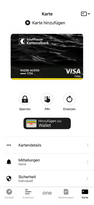 one App Screenshot Visa Debit-Karte