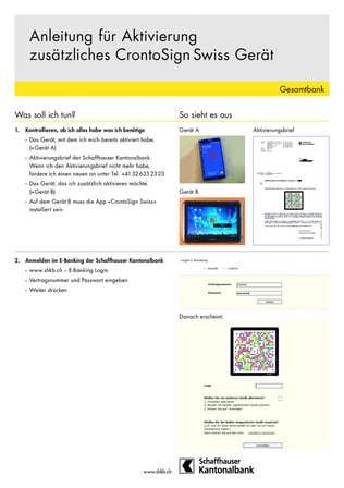 E-Banking Login Mit CrontoSign Swiss | Schaffhauser Kantonalbank