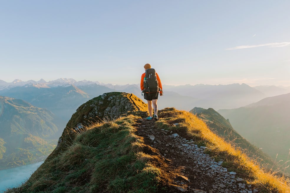 Teaserbild Sparplan - Person auf Berggipfel