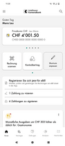 Home Ansicht in der SHKB Mobile Banking App