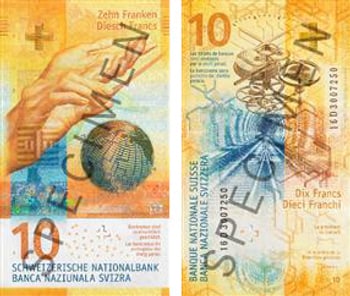 Die neue 10-Franken-Note bei der Schaffhauser Kantonalbank