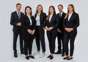 v.l.n.r.: Diego Fidacaro (KVM), Vivien Huber (KVE), Riana Gasser (Informatikerin), Soleika Roth (KVM), Alessio Pennella (KVE), Fiona Stebler (KVM) lehranfaenger 2019 bei der schaffhauser kantonalbank