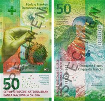 Die neue 50-Franken-Note bei der Schaffhauser Kantonalbank
