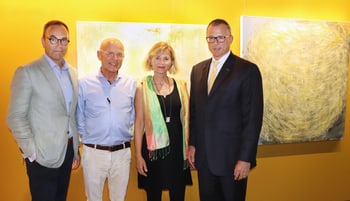 Von links nach rechts: Stephan Kuhn, Johannes Czwalina, Iris Michel, Andreas Isler Vernissage Iris Michel bei der Schaffhauser Kantonalbank