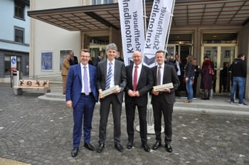 Von links nach rechts: Werner Gut, Prof. Dr. Donato Scognamiglio, Stefan Klaiber und Roger Herzog Referenten Immobilien-Anlass SHKB